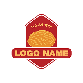 Waffle Logo Badge Vintage Waffle Design logo design
