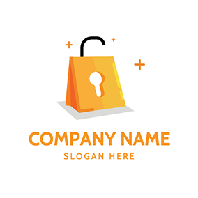 Logotipo De Compras Bag Lock Key Online Shopping logo design