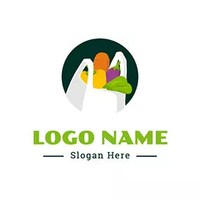 Logotipo De Agricultor Bag Vegetable Grocery logo design