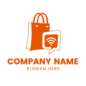 購物 Logo Bag Wifi Online Shopping logo design