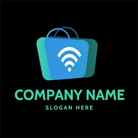 Design Logo Bag Wifi Simple Online Shopping logo design