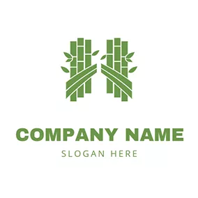 Rectangle Logo Bamboo Leaf Jungle logo design