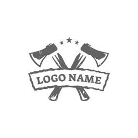 Retro Logo Banner and Cross Axe logo design