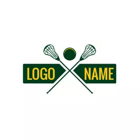 バナーロゴ Banner and Cross Lacrosse Stick logo design