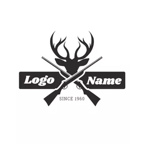 Logótipo Caçador Banner and Deer Head logo design