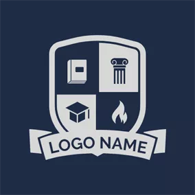 Education Logo Banner and Educational Supplies Shield logo design