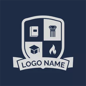 Logótipo De Academia Banner and Educational Supplies Shield logo design