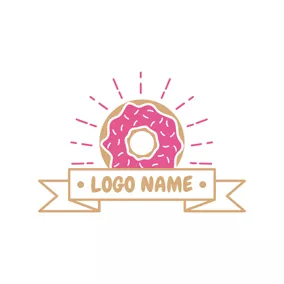 スナックロゴ Banner and Sweet Doughnut logo design