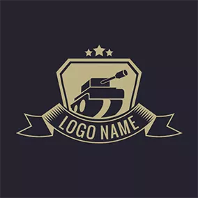 兵隊のロゴ Banner and Tank Logo logo design