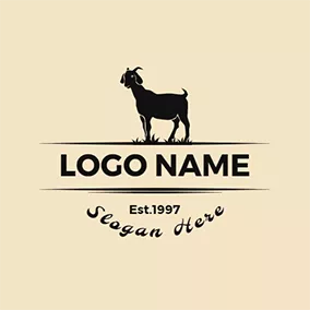 バナーロゴ Banner Vintage Standing Lamb logo design