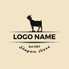 Lamb Logo Banner Vintage Standing Lamb logo design