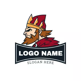 キングロゴ Barbarian Knight and Banner logo design