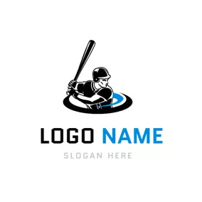棒球Logo Baseball Bat and Baseball Sportsman logo design