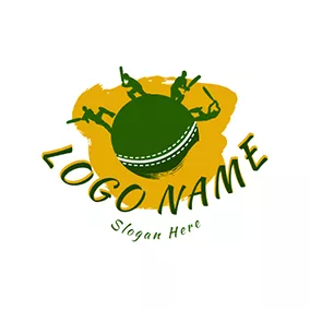 Green Logo Batsman and Cricket logo design