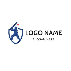 板球Logo Batsman Playing Cricket logo design
