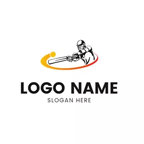 Man Logo Batsman Playing Yellow Cricket logo design