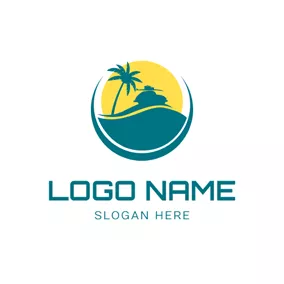 海　ロゴ Beach Car and Island logo design