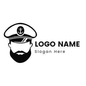 熊Logo Beard Cap and Captain Face logo design