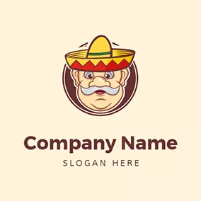 墨西哥快餐館 Logo Beard Man Hat Taqueria logo design