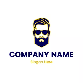 領導 Logo Beard Man Sunglasses Boss logo design