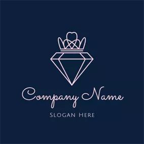 Queen Logo Beautiful Crown and Precious Diamond logo design