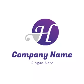 Circular Logo Beautiful Purple Letter H logo design