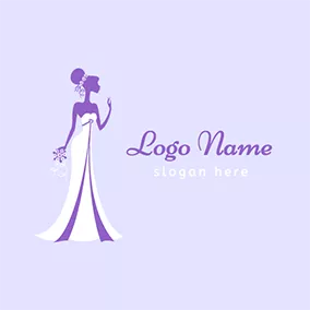 婚禮Logo Beautiful Wedding Bouquet and Elegant Bride logo design