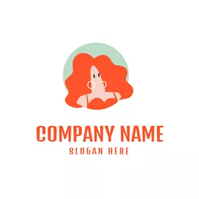 ヘアロゴ Beautiful Woman and Orange Hair logo design