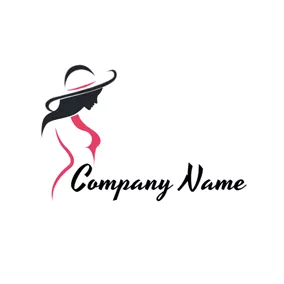 Hat Logo Beautiful Woman Model logo design