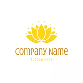 蓮ロゴ Beautiful Yellow Lotus Flower logo design