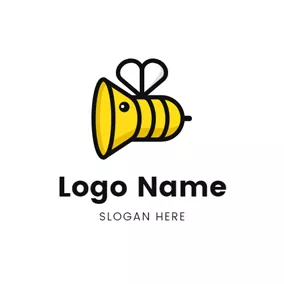 スピーカーロゴ Bee Shape and Speaker logo design