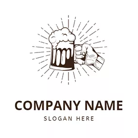 アルコールロゴ Beer Fist Shiny and Cheers logo design