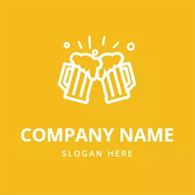 ビールのロゴ Beer Glass Happy Cheers logo design