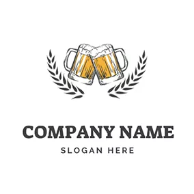 干杯 Logo Beer Wheat Glass Cheers logo design