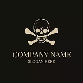 邪悪なロゴ Beige and Black Skull Icon logo design