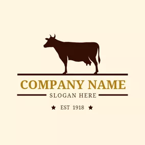 Logotipo De Leche Beige and Brown Dairy Cow logo design