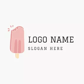 Beige Logo Beige and Pink Ice Cream logo design