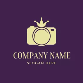 Wedding Photography Logo Beige Crown and Camera logo design