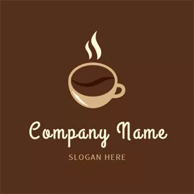 コーヒーのロゴ Beige Cup and Chocolate Hot Coffee logo design