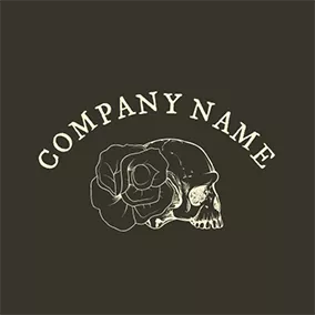 Gang Logo Beige Rose and Skull Icon logo design