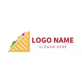 パン　ロゴ Beige Triangle and Sandwich logo design