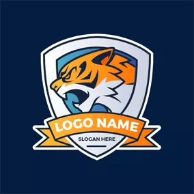 バッジ　ロゴ Bellow Tiger and Badge logo design