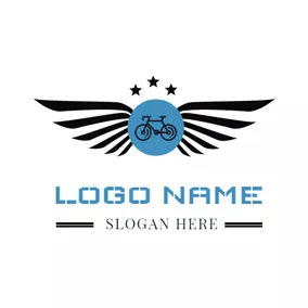 サイクリング　ロゴ Bicycle and Black Wing logo design