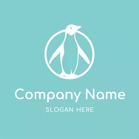 Logotipo Elegante Big Circle and Elegant Penguin logo design