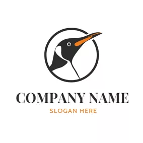 Logótipo De Pinguim Big Circle and Vivid Penguin Head logo design