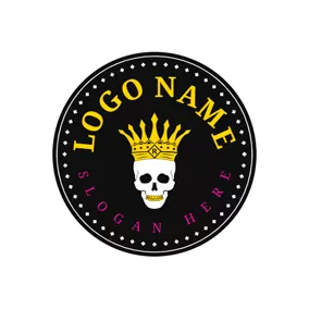 Cool Logo Big Crown Skull and Circle logo design