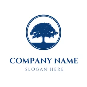 Eco Friendly Logo Big Dark Blue Tree logo design