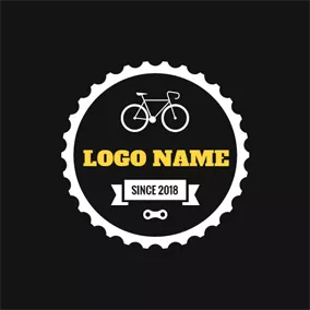 自転車乗りのロゴ Big Gear and Small Bicycle logo design