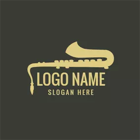 S Logo Big Golden Saxophone logo design