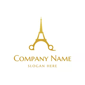 French Logo Big Golden Scissor logo design